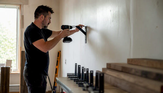 Installing floating shelf bracket on wood stud wall