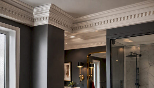 Room corner with traditional crown molding profiles