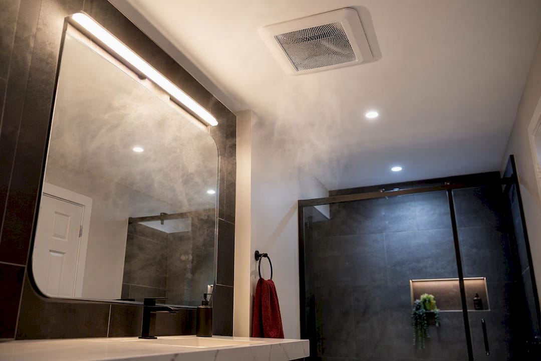 Bathroom exhaust fan clearing shower steam
