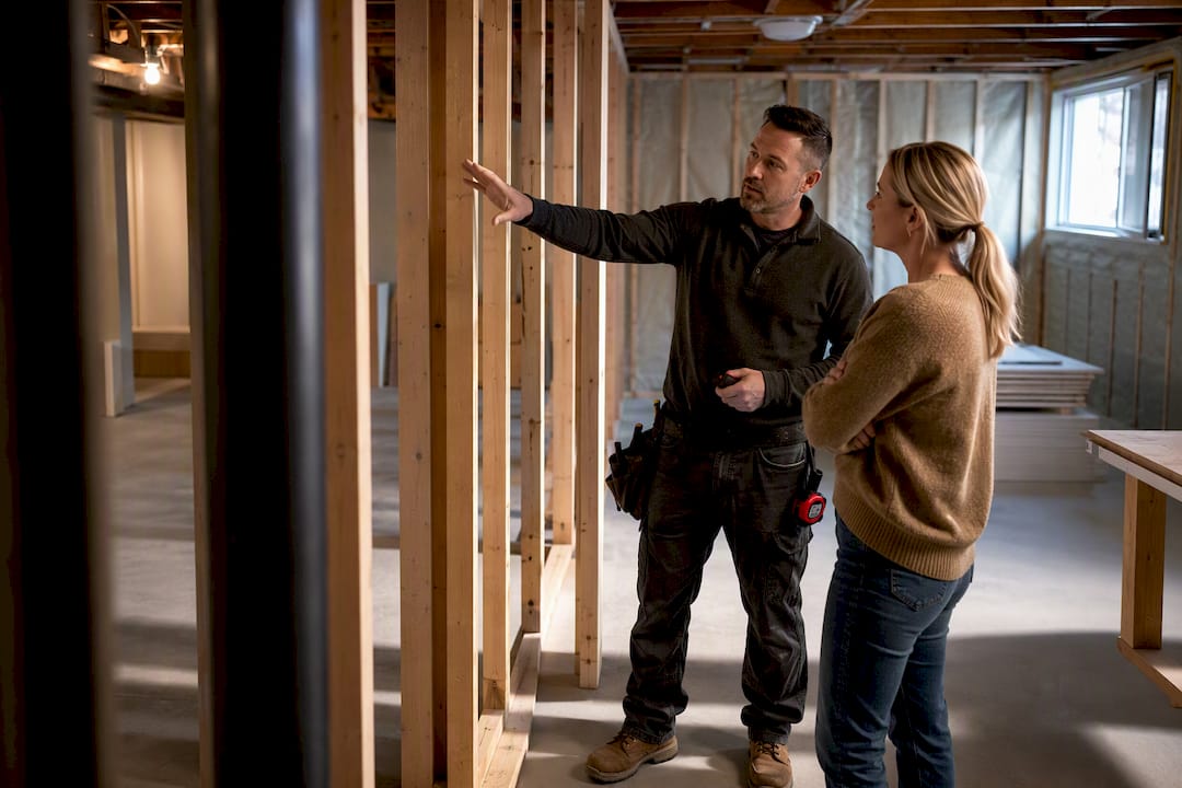 Contractor discussing renovation work with homeowner