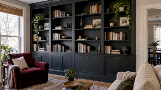 Custom built-in bookcase in living room