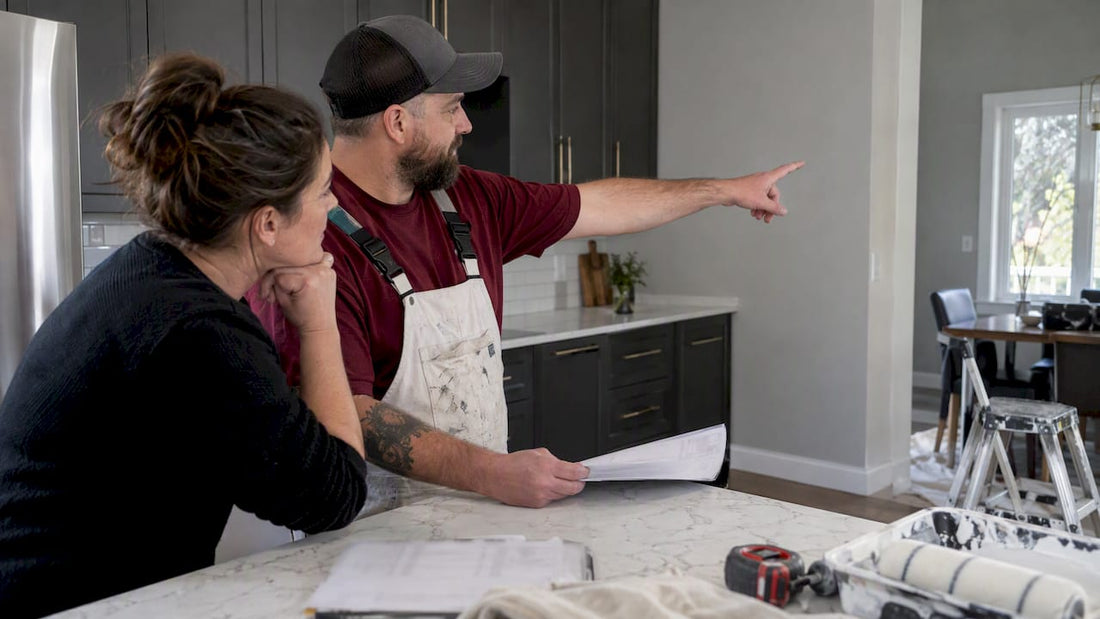 Homeowner reviewing painting scope with contractor