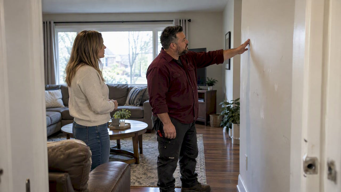 Contractor assessing walls for painting estimate