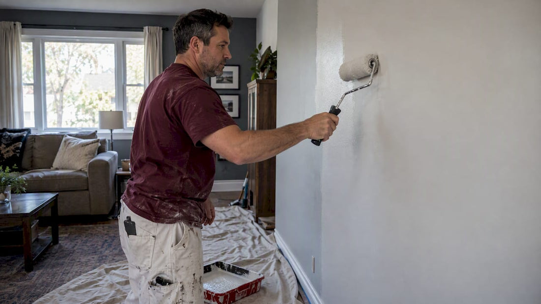 Painter rolling a fresh coat onto an interior wall